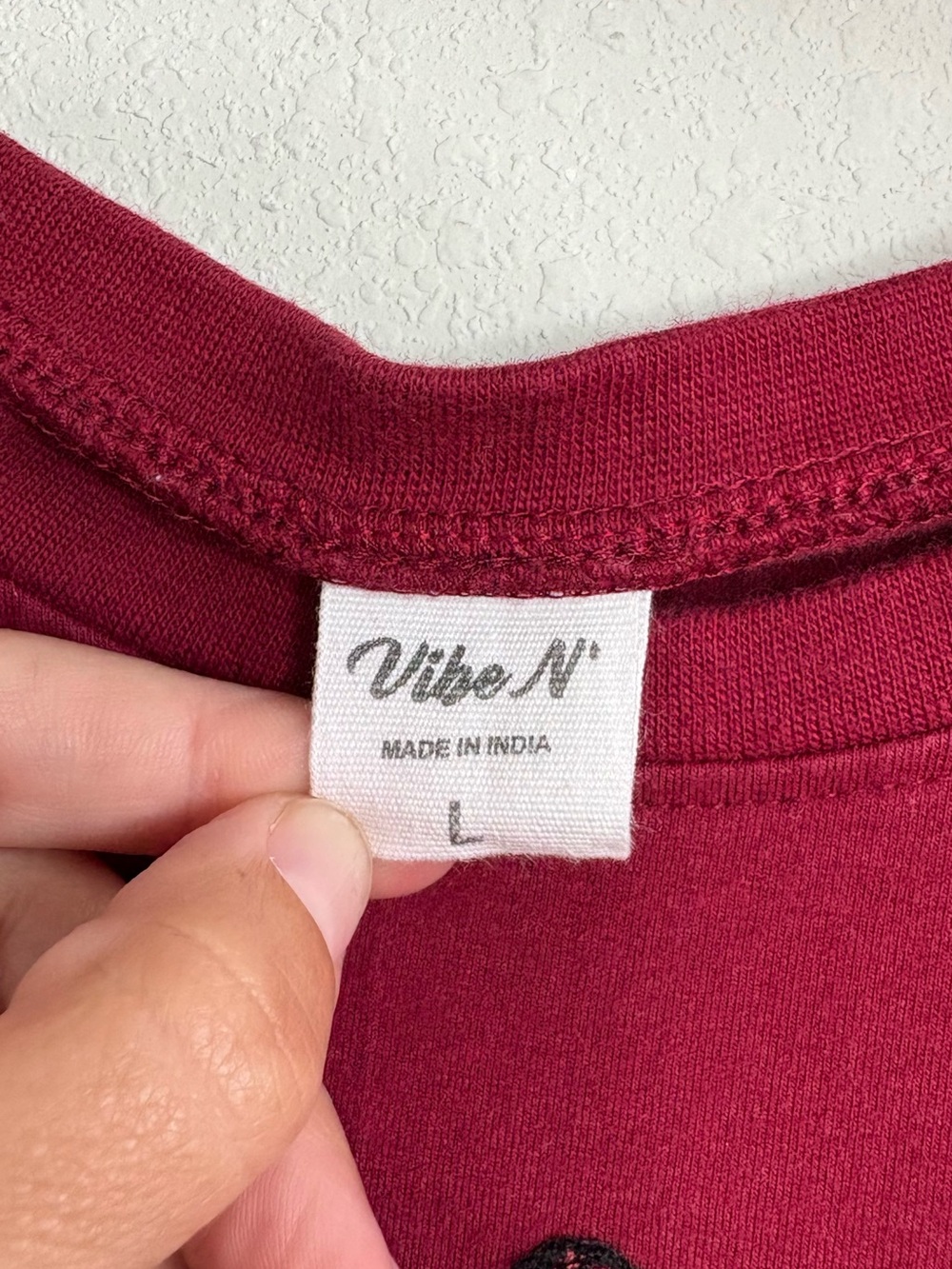 Vibe Maroon Short-Sleeve Tee with Black Cross Detail - Picture 2 of 4